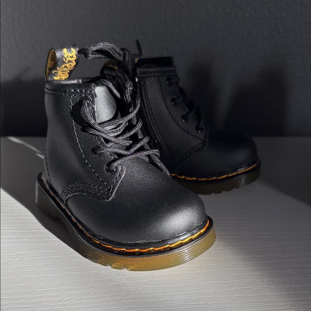 Baby Black Leather Lace-Up Boots size 4 US